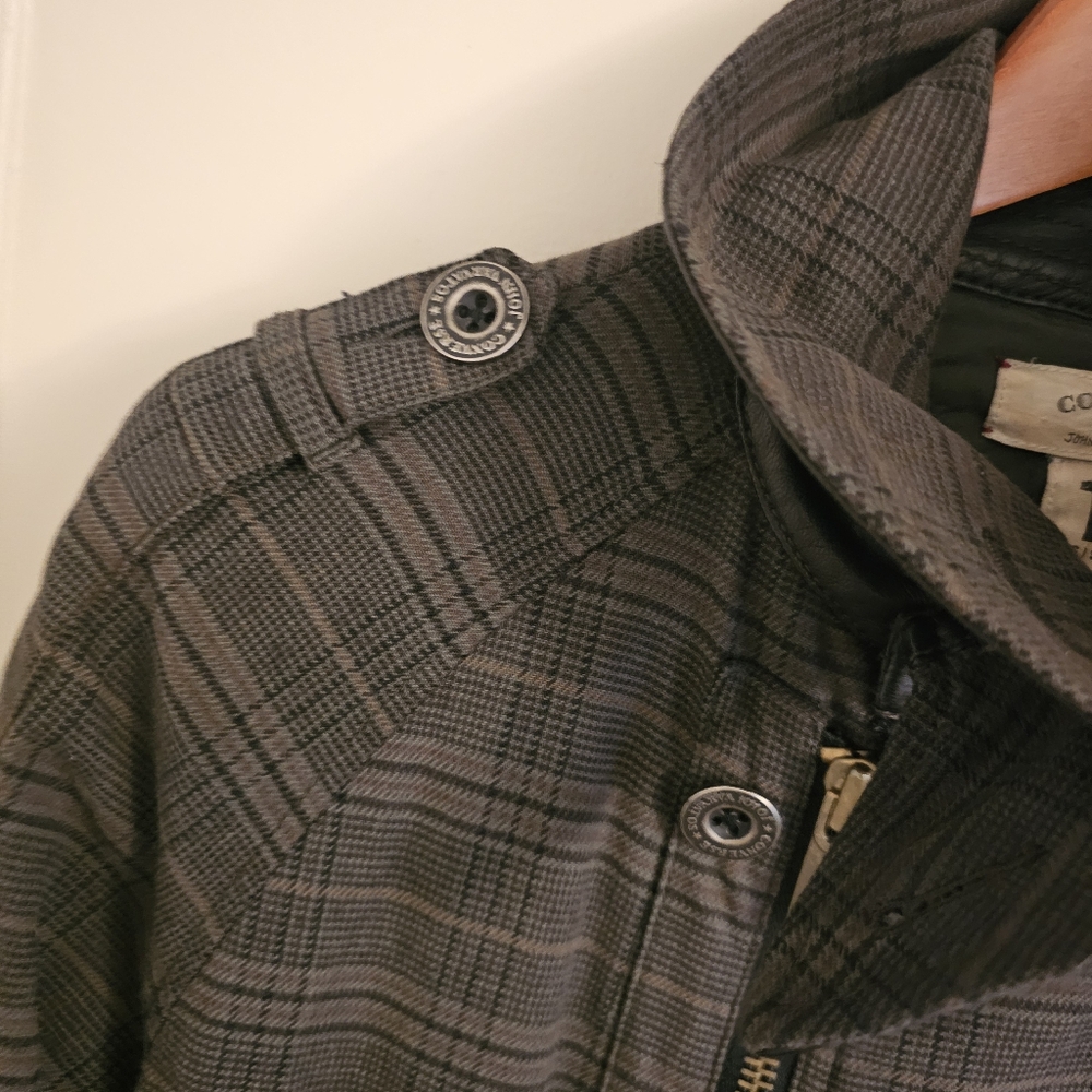 Converse x John Varvatos size US1 small brown and black Plaid Trench Coat. - Picture 6 of 10